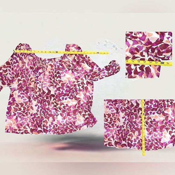 Elle l Pink Cream White l Sheer l Top, Blouse l 3/4 sleeve l 1X - Picture 3 of 7